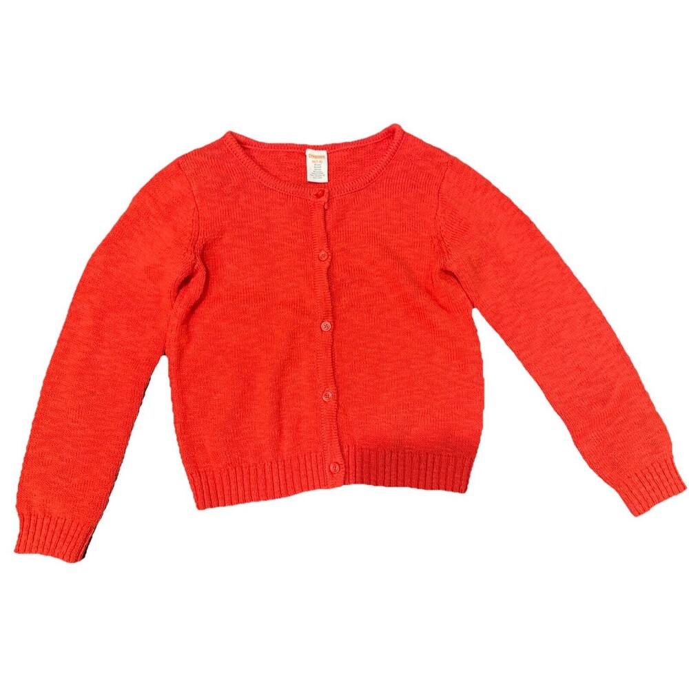 Gymboree Girls Orange Red Button Front Knit Cardigan Sweater Size M 7-8